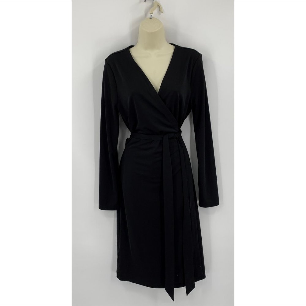 Ann Taylor black true wrap dress long sleeve 12